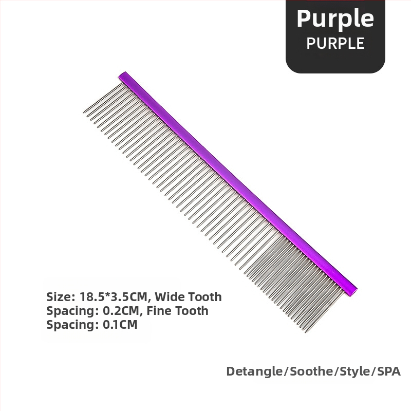Tanizaki Гребен за домашни любимци, неръждаема стомана, широк дръжка, премахва излишната козина