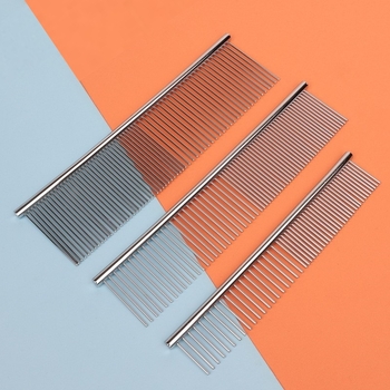 Senwei метален гребен за дългокосмести домашни любимци, със гъст дву-зъбен дизайн за разплитане и премахване на косми, подходящ за кучета и котки