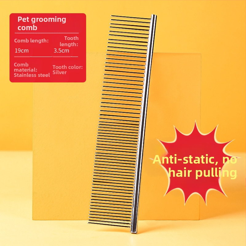Senwei метален гребен за дългокосмести домашни любимци, със гъст дву-зъбен дизайн за разплитане и премахване на косми, подходящ за кучета и котки