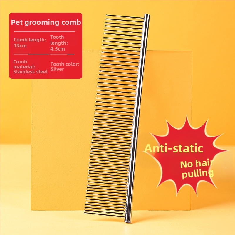 Senwei метален гребен за дългокосмести домашни любимци, със гъст дву-зъбен дизайн за разплитане и премахване на косми, подходящ за кучета и котки