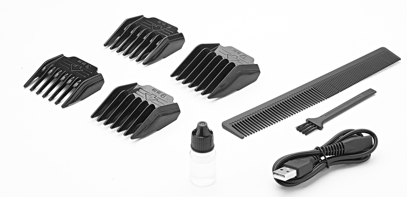 Matu kirpimo mašina – belaidė, su brushless motoru, keraminiu peiliu, išimamą plaukų plovimui skirtą peilio dalį, įmontuota baterija 1200–2000mAh, veikimo laikas 1–3 valandos