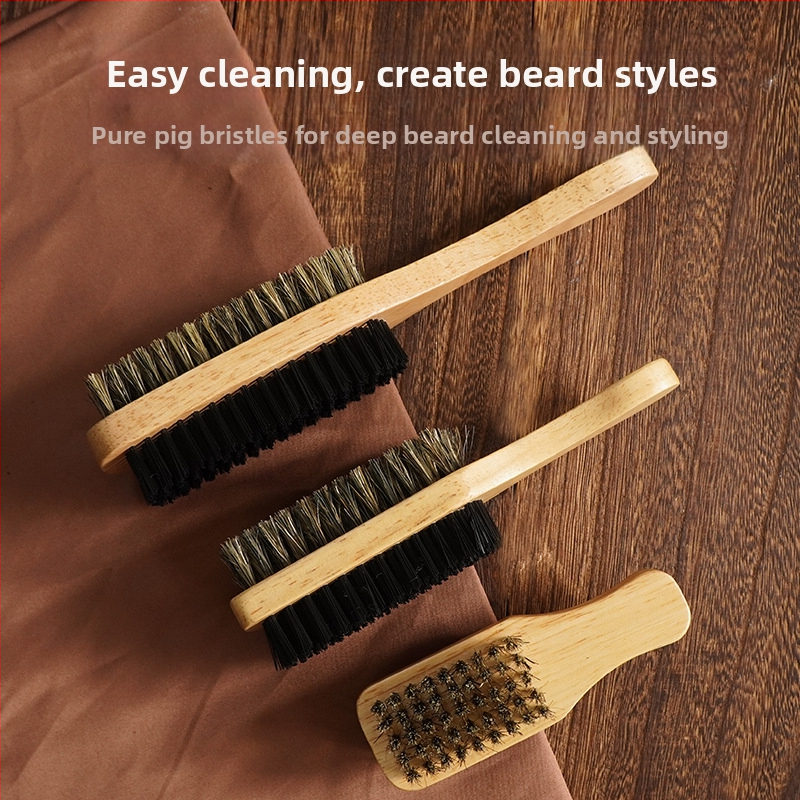 Craftsman drevený obojstranný kef pre fúzy s bristami zo svine, na údržbu a čistenie vlasov, pôvod Guangzhou