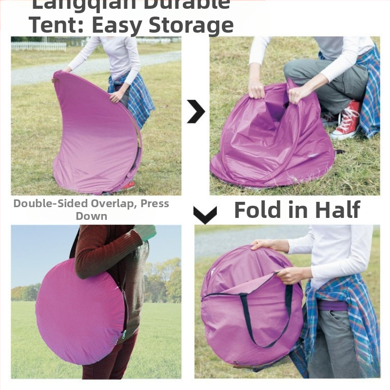 Двуместна автоматична плажна палатка за бърз монтаж, слънцезащита; външна: полиестер; вътрешна: 190T със сребърно покритие полиестер тафта; водоустойчивост 1000–1500 мм; дъно 1000–1500 мм; тегло 1 кг