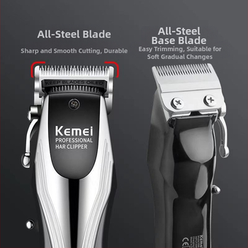 Komei KM-2619 įkraunamas plaukų kirpimo prietaisas su nerūdijančio plieno pjovimo galvute