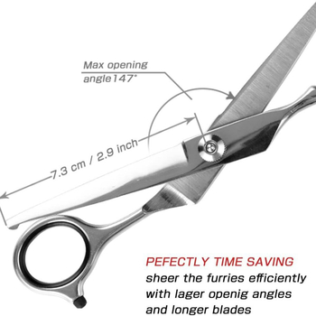Комплект ножици за подстригване на кучета от неръждаема стомана — безопасна кръгла глава, извита долна част и ножици с плоски зъби