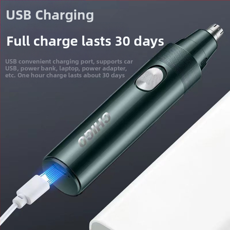 Chigo тример за носни косми със сменяема и миеща се глава, презареждаем модел CX-ZD2, вградена батерия 300–500 mAh, ABS корпус