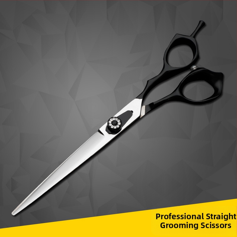 Комплект ножици за подстрижка на домашни любимци, цялостна стоманена конструкция, извити нагоре и надолу остриета, за подстригване на козината на кучета