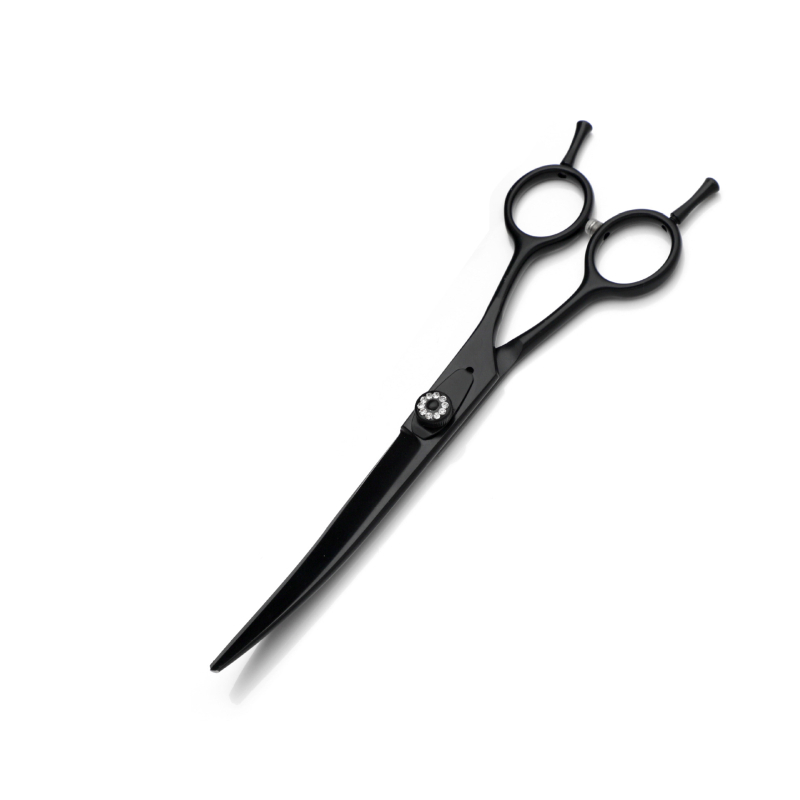 Комплект ножици за подстрижка на домашни любимци, цялостна стоманена конструкция, извити нагоре и надолу остриета, за подстригване на козината на кучета