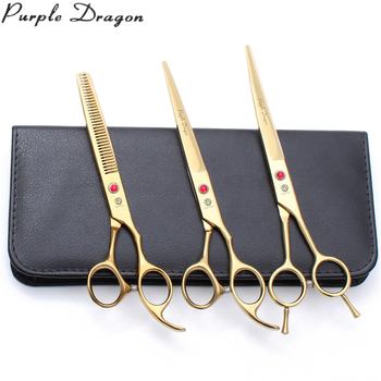 3-частен комплект неръждаеми ножици за подстригване на домашни любимци — прави ножици, ножици с плоски зъби и извити глави