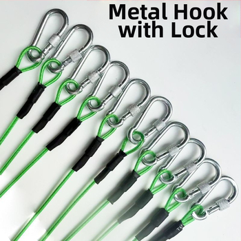 Užrakinamas žvejybos karabinas su sustiprintu plieno vielos lynu didelėms žuvims