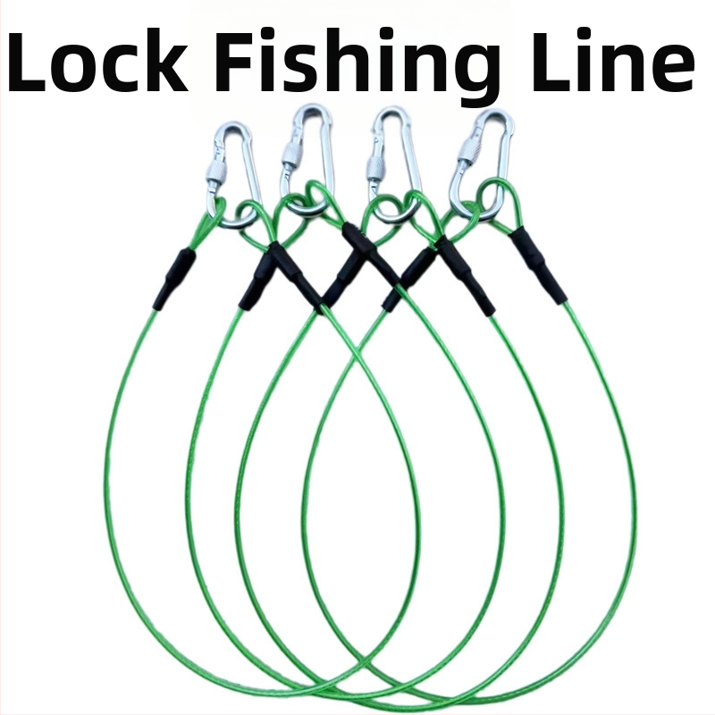 Užrakinamas žvejybos karabinas su sustiprintu plieno vielos lynu didelėms žuvims