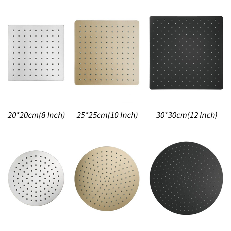 HIDEEP viršutinė dušo galvutė - nerūdijantis plienas, lietaus funkcija, įmontuojama į sieną, modelis HI13258, temperatūra 0–100°C