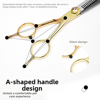 Ψαλίδια περιποίησης σκύλων, ανοξείδωτο ατσάλι + κράμα ψευδάργυρου, κοσμητικές ψαλίδες, Tanizaki, συσκευασία 500 τεμ., κατάλληλα για σκύλους