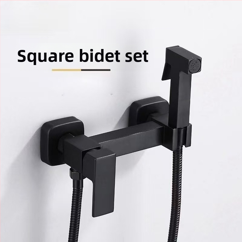 Комплект душ смесител, цинкова сплав, стенен монтаж, квадратна форма, модел SK8357