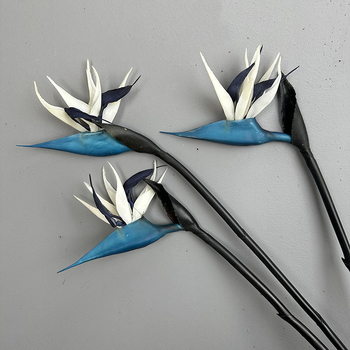 Mesterséges Bird of Paradise virág beltéri dekorációhoz — Márka Zen buddhism; Anyag Soft glue; Folyamat Styling, embossed, injection molding; Fajta Bird of paradise; Cél esküvők, fotórekvizitek, otthoni dekoráció