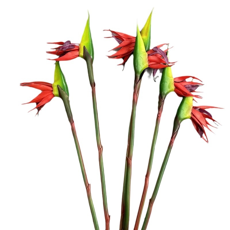 Mesterséges Bird of Paradise virág beltéri dekorációhoz — Márka Zen buddhism; Anyag Soft glue; Folyamat Styling, embossed, injection molding; Fajta Bird of paradise; Cél esküvők, fotórekvizitek, otthoni dekoráció