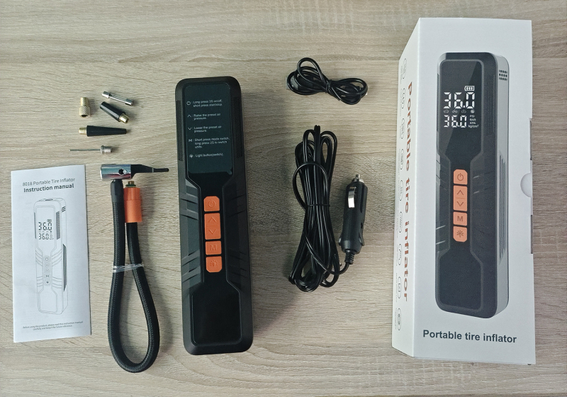 Bezvadu portatīvais riepu pūtējs, 60W, DC11.1V, 6000mAh, no -20°C līdz 80°C