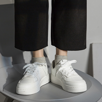 Γυναικεία αθλητικά σε στυλ Air Force One, καθημερινά με κορδόνια, χαμηλός αστράγαλος, στρογγυλή μύτη, επάνω μέρος από τεχνητό δέρμα, καουτσούκ σόλα