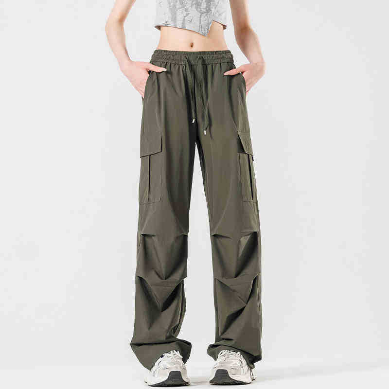 Унисекс летни спортни панталони с тънък ледено-силиков плат, големи джобове, бързосъхнещи