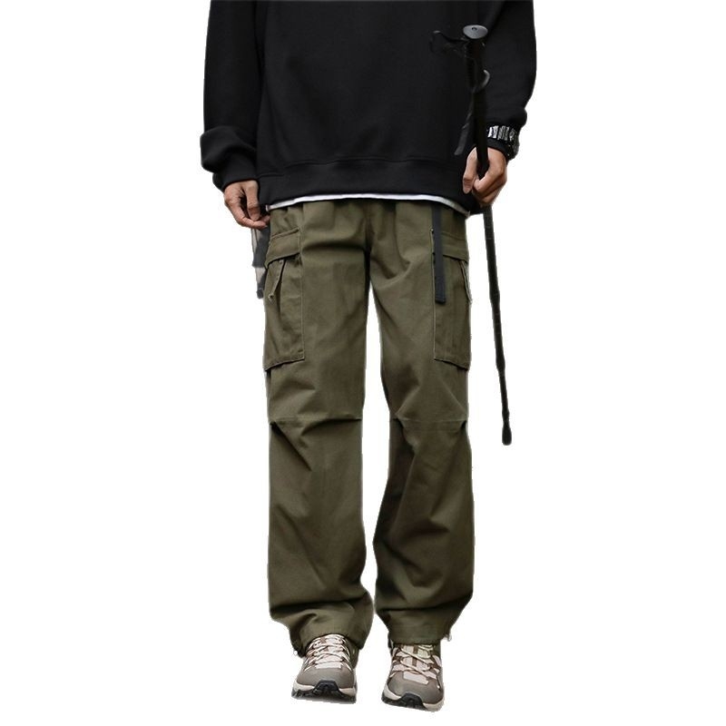 Мъжки спортно-ежедневни панталони от чист памук, едноцветни, японски стил, дълги панталони с маншет, подходящи за пролет, лято и есен