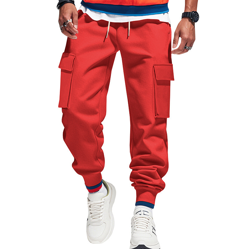 Meeste igapäevased cargo püksid mitme taskuga, keskel vöökoht, vaba lõige, polüester elastne kangas, sügisel