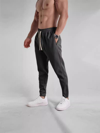 Ανδρικά βαμβακερά jogger παντελόνια με φερμουάρ στα αστράγαλα, χαλαρή γραμμή, μεσαία μέση, κορδόνι κλεισίματος, αναπνεύσιμα