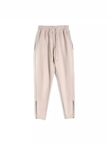 Ανδρικά βαμβακερά jogger παντελόνια με φερμουάρ στα αστράγαλα, χαλαρή γραμμή, μεσαία μέση, κορδόνι κλεισίματος, αναπνεύσιμα