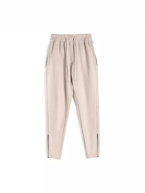 Ανδρικά βαμβακερά jogger παντελόνια με φερμουάρ στα αστράγαλα, χαλαρή γραμμή, μεσαία μέση, κορδόνι κλεισίματος, αναπνεύσιμα