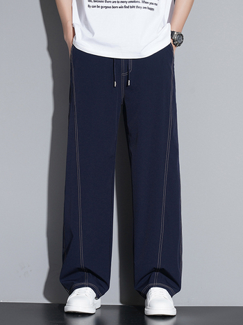 Ανδρικά παντελόνια casual για καλοκαίρι, μίξη νάιλον-ελαστάν, υψηλή μέση, ίσια γραμμή, λεπτό ύφασμα