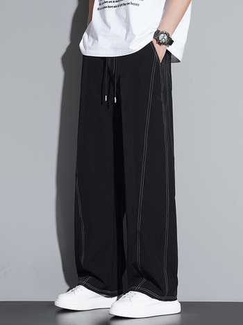 Ανδρικά παντελόνια casual για καλοκαίρι, μίξη νάιλον-ελαστάν, υψηλή μέση, ίσια γραμμή, λεπτό ύφασμα