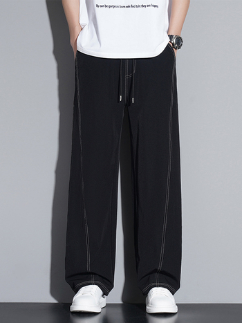 Ανδρικά παντελόνια casual για καλοκαίρι, μίξη νάιλον-ελαστάν, υψηλή μέση, ίσια γραμμή, λεπτό ύφασμα