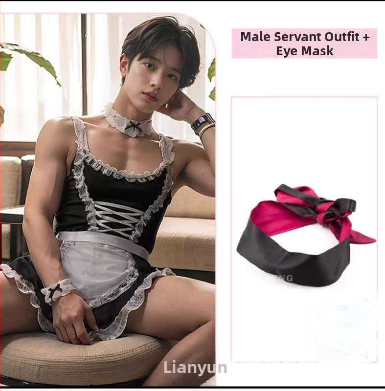 Vīriešu fetiša apakšveļa ar plecu siksnām un ķēdītēm, erotiska uniforma, poliesters 90–95%