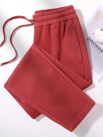 Дамски памучни панталони с прави крака и висока талия, ежедневен стил, съдържат 95% и повече памук