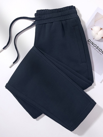 Дамски памучни панталони с прави крака и висока талия, ежедневен стил, съдържат 95% и повече памук