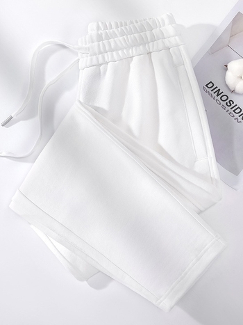 Дамски памучни панталони с прави крака и висока талия, ежедневен стил, съдържат 95% и повече памук