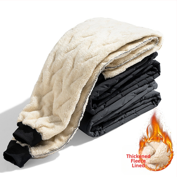 Ανδρικοί χειμωνιάτικοι παντελόνες με επένδυση φλίς, χαλαρή ίσια γραμμή, μέση μεσαία, κλείσιμο με κορδόνι, ύφασμα πολυεστέρα, αδιάβροχες και ανθεκτικές στον άνεμο