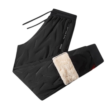 Ανδρικοί χειμωνιάτικοι παντελόνες με επένδυση φλίς, χαλαρή ίσια γραμμή, μέση μεσαία, κλείσιμο με κορδόνι, ύφασμα πολυεστέρα, αδιάβροχες και ανθεκτικές στον άνεμο