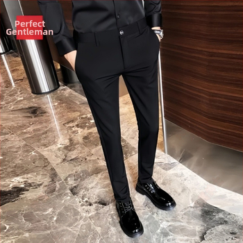 Παντελόνια επιχειρηματικού στυλ με ίσιο κόψιμο, ύφασμα corduroy, κύριο ύφασμα Flax, για εργασία