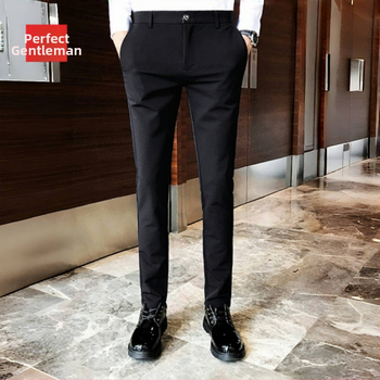 Παντελόνια επιχειρηματικού στυλ με ίσιο κόψιμο, ύφασμα corduroy, κύριο ύφασμα Flax, για εργασία