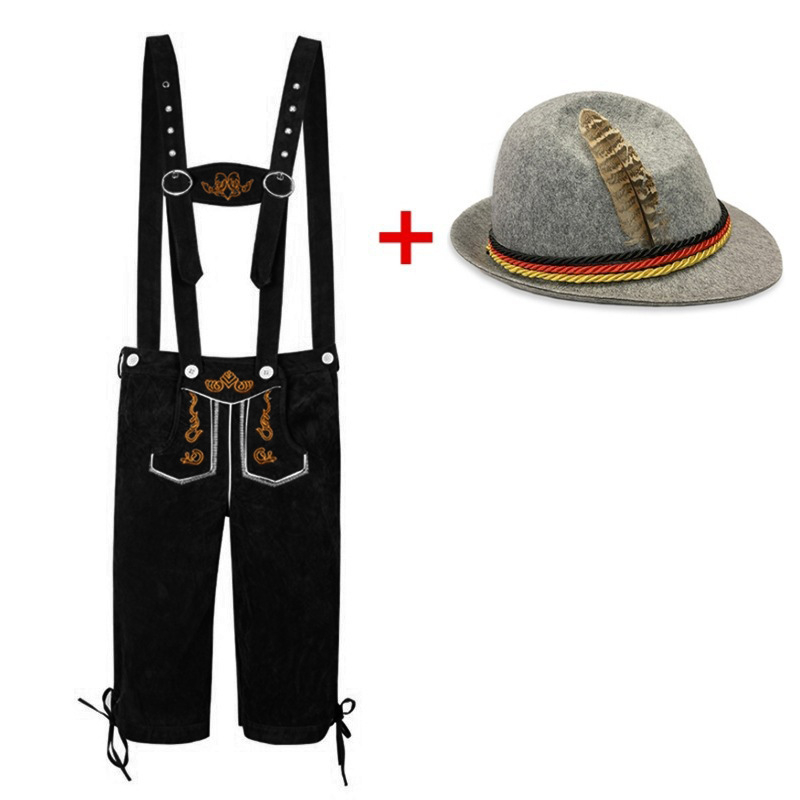 Vīriešu Oktoberfest kostīms – bez piedurknēm vestes, saīsinātas bikses līdz potītēm, cepure, poliesters, druka