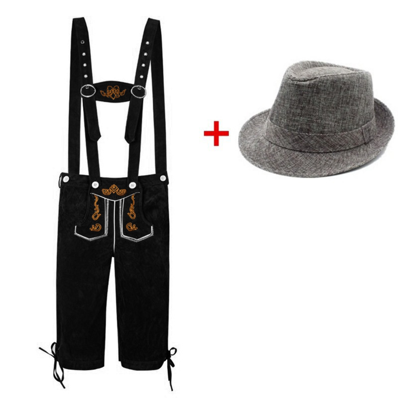 Vīriešu Oktoberfest kostīms – bez piedurknēm vestes, saīsinātas bikses līdz potītēm, cepure, poliesters, druka