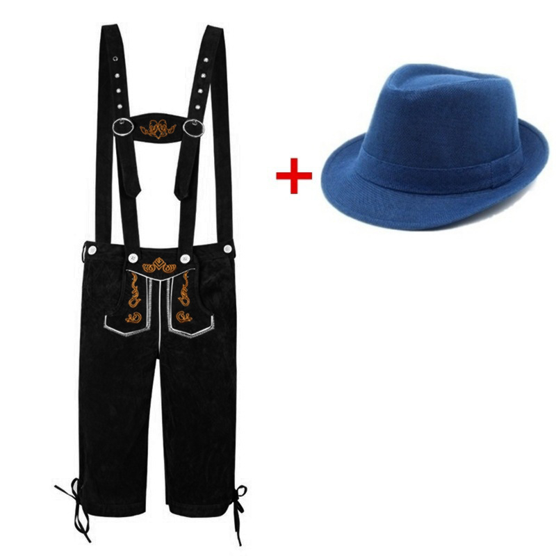 Vīriešu Oktoberfest kostīms – bez piedurknēm vestes, saīsinātas bikses līdz potītēm, cepure, poliesters, druka