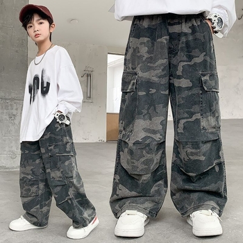 Παιδικά καμουφλαρισμένα παντελόνια, ύφασμα Corduroy, Άνοιξη 2024, Στυλ: Αθλητικό/Βασικό; Κύριο ύφασμα: γούνα κουνελιού