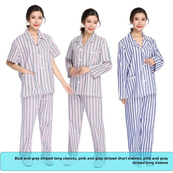 Ligoninės pacientų chalatas, medvilnė, unisex, ilgos rankovės, kostiumo tipo apykaklė, drėgmę išgarinanti medžiaga