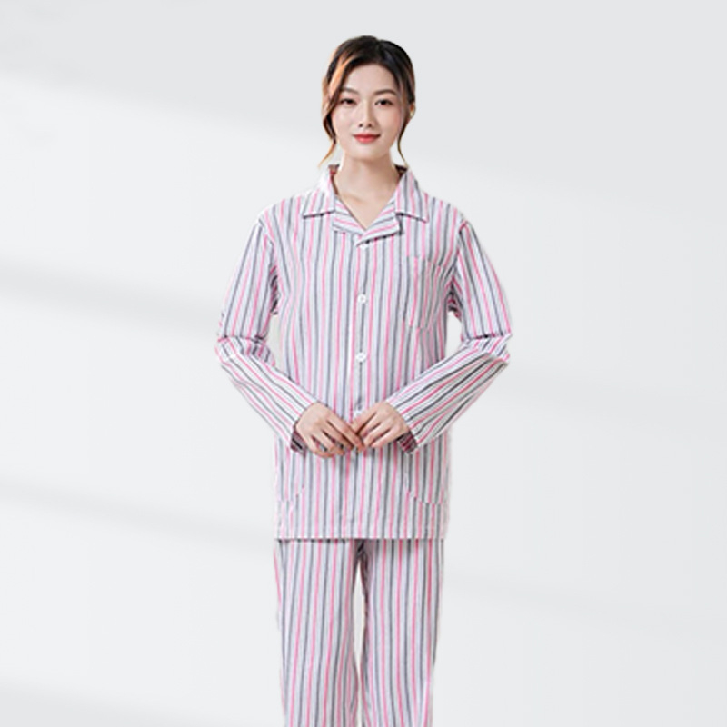 Ligoninės pacientų chalatas, medvilnė, unisex, ilgos rankovės, kostiumo tipo apykaklė, drėgmę išgarinanti medžiaga