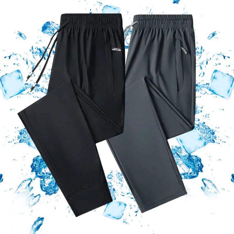 Szabadidős sportnadrág – laza szabás, lélegző elasztikus anyag, nedvességelvezető, teljes hosszúságú, övvel és dupla derékkal