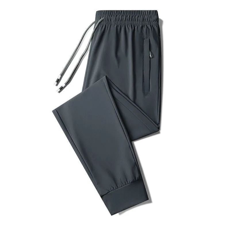 Szabadidős sportnadrág – laza szabás, lélegző elasztikus anyag, nedvességelvezető, teljes hosszúságú, övvel és dupla derékkal