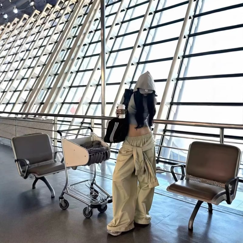 Дамски ежедневни панталони с широки крачоли, памук-еластанова смес, средна талия, микроеластичност, есен 2024