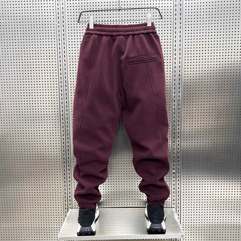 Ανδρικά παντελόνια τζόγκερ με παχύ ύφασμα, άνετη εφαρμογή, μέση μεσαίου ύψους, μήκος 9/10, πολυεστερικό ύφασμα