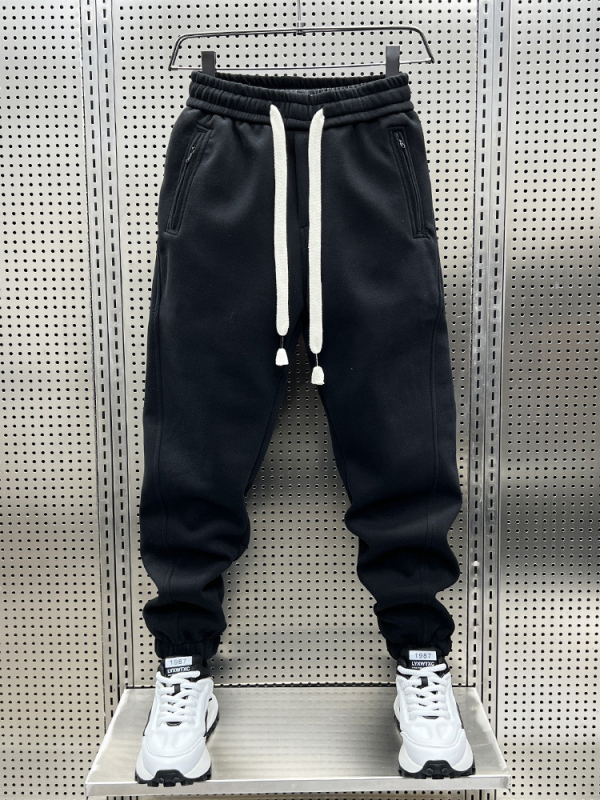 Vīriešu biezas džogeru bikses, brīvā piegriezuma, vidējā jostas augstums, 9/10 garums, poliestera audums